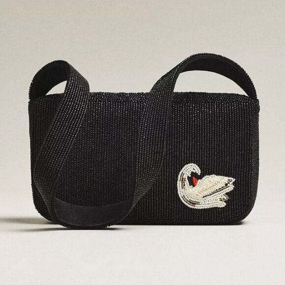 Anthropologie The Fiona Beaded Bag Swans NWT - Picture 5 of 7